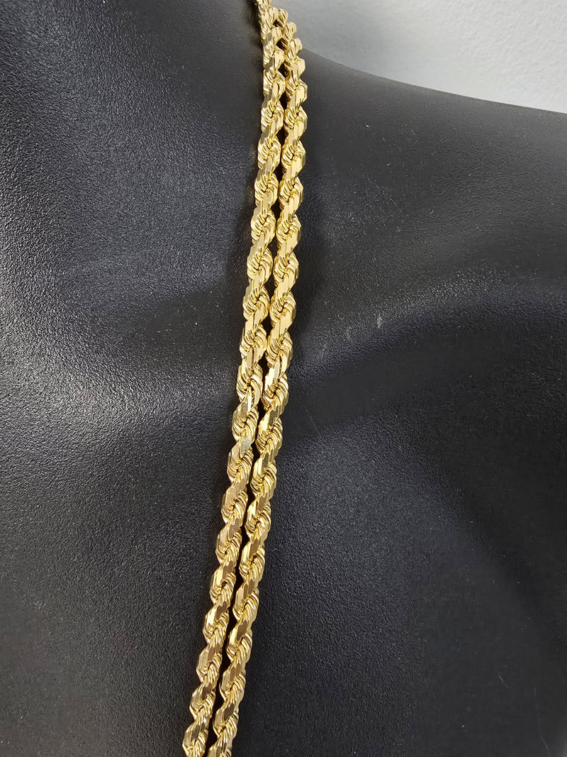 10k 5mm rope chain solid/full diamond cut
