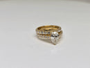 Bague de fiançailles en or jaune 14k 3.02ct oval vs diamant lab