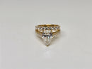 Bague de fiançailles en or jaune 14k 3.12ct poire vs diamant lab