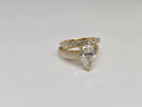 Bague de fiançailles en or jaune 14k 3.12ct poire vs diamant lab
