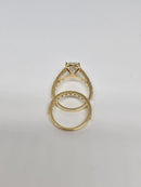 Bague de fiançailles en or jaune 14k 3.12ct poire vs diamant lab