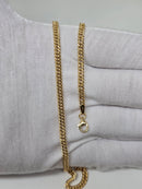18 carats, 3,5 mm, maillons cubains doubles creux