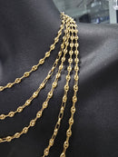 18k 4mm Coffe beans Link Hollow