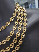 18k 9.5mm Coffee beans Link Hollow