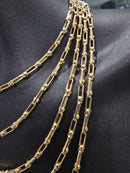 18k 4mm Paper Clip Link yellow gold hollow