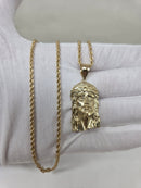 Rope Chain 10kt + Jesus Head Pendant 10 karat