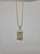 Rope Chain 10kt + Jesus Head Pendant 10 karat