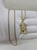 Rope Chain 10kt + Jesus Head Pendant 10 karat