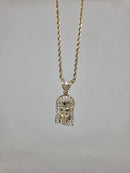 Rope Chain 10kt + Jesus Head Pendant 10 karat