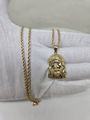 Rope Chain 10kt + Jesus Head Pendant 10 karat
