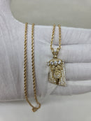 Rope Chain 10kt + Jesus Head Pendant 10 karat