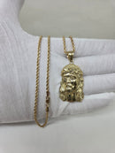Rope Chain 10kt + Jesus Head Pendant 10 karat