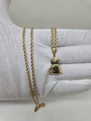 Rope Chain 10kt + money bag Pendant 10 karat