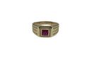 10K Gold red square stone meduse style