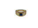 bague carrer bleu en or 10k style meduse