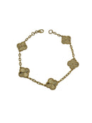10K Gold  Medium  gold Mother of Pearl Clover Bracelet