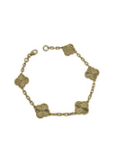 10K Gold  Medium  gold Mother of Pearl Clover Bracelet