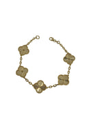 10K Gold Large gold Mother of Pearl Clover Bracelet
