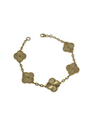 10K Gold Large gold Mother of Pearl Clover Bracelet