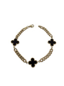 Bracelet monaco trefle noir en or 10k