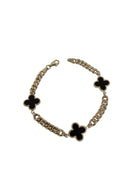 Bracelet monaco trefle noir en or 10k