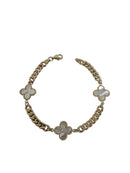 Bracelet monaco en or 10k trefle blanc