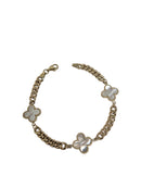 Bracelet monaco en or 10k trefle blanc