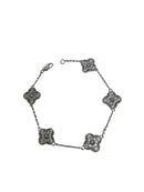 Bracelet en or blanc 10K avec petits trèfles blanc
