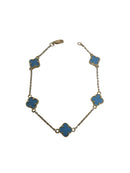 Bracelet en or 10K avec trèfle en nacre bleue