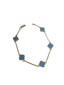 Bracelet en or 10K avec trèfle en nacre bleue