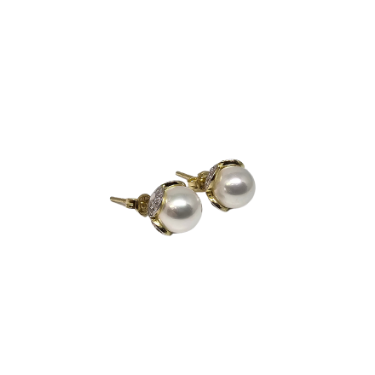 10k Yellow Gold Pearl Earring