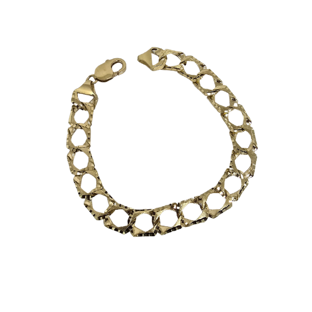 10mm  Bracelet Diamond cut 10K Yellow Gold MBS-1078