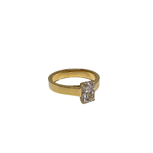 14K Gold Solitaire Engagement Ring with 1.02ct Radiant-Cut VS Clarity EF Color Lab Diamond