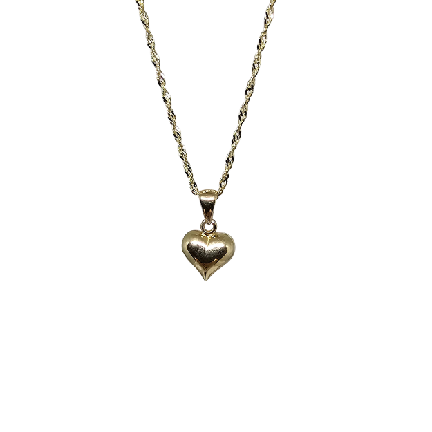 10k Gold Chain with Yellow Gold Heart  pendant New