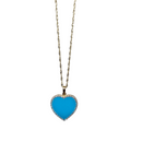 Stunning Blue Heart Necklace in 10K Yellow Gold on Singapore Chai NEW DREY-776