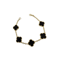 Bracelet en or 10K avec un grand trèfle en nacre noire