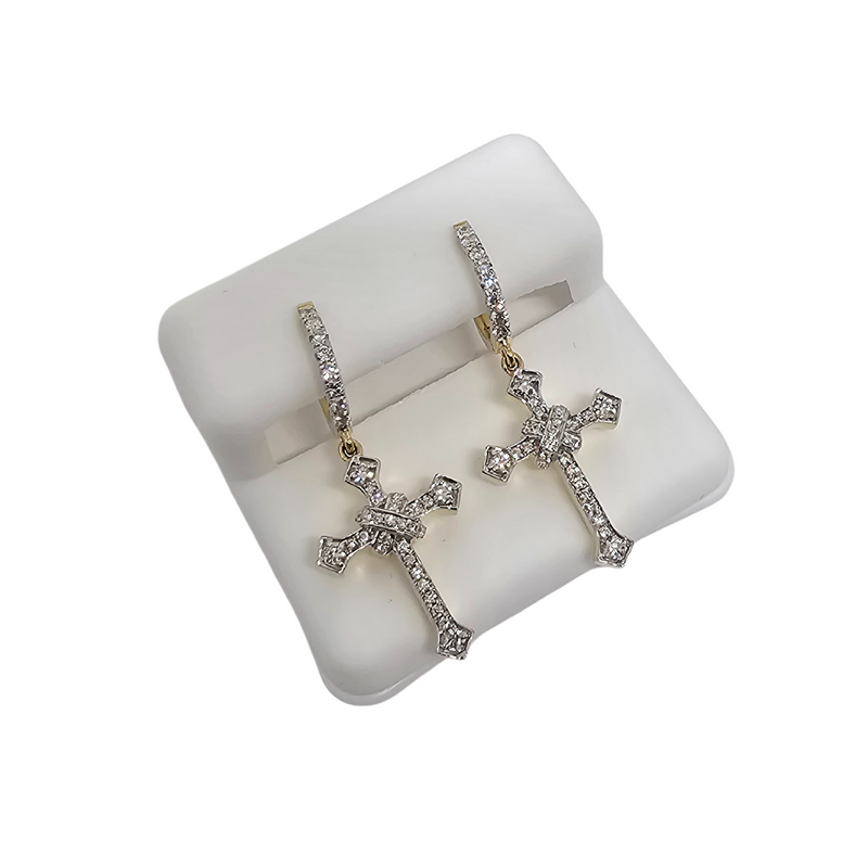 10k Cross Earrings 0.65ct diamonds VS