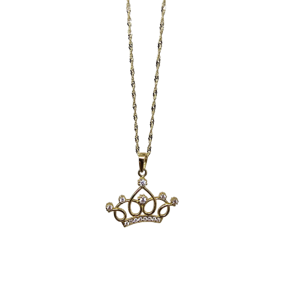 10k Gold Chain with Yellow Gold Crown  pendant New