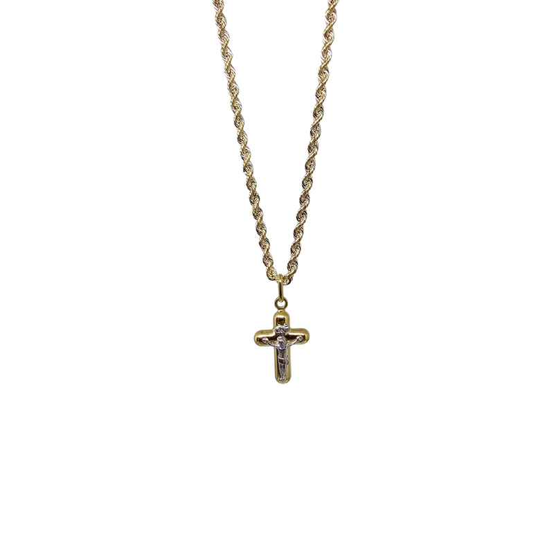 10K Gold  Rope Chain +10K Gold Cross  jesus 2 tons