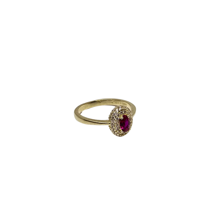 10k gold pink oval ring