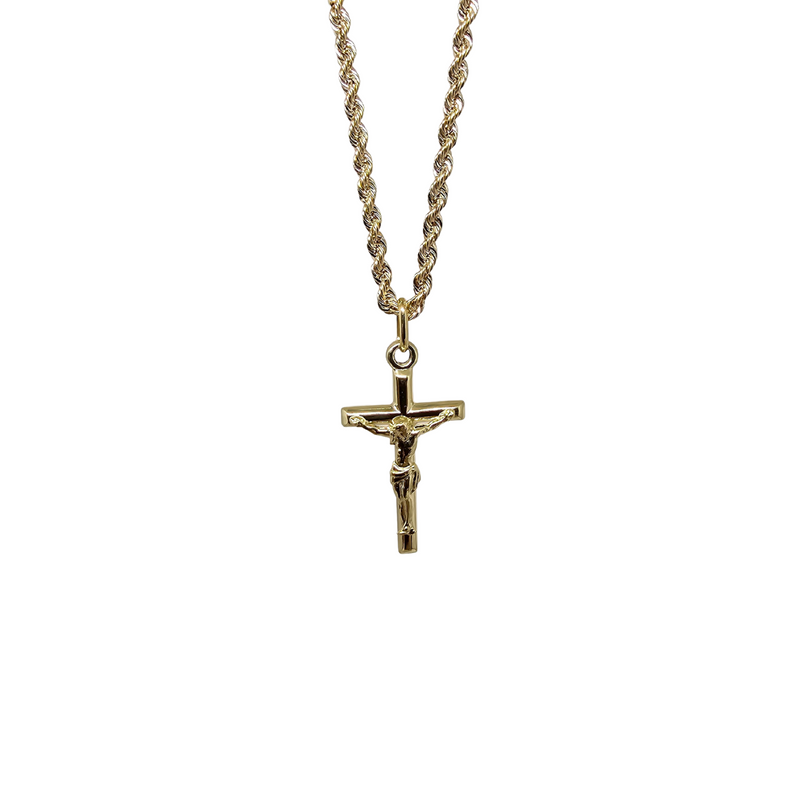 10K Gold  Rope Chain +10K Gold Cross jesus