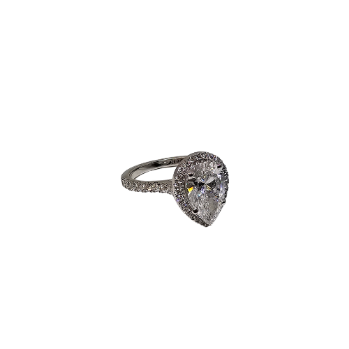 Beautiful 14k  Ring 3.74ct Pear Shape Vs Diamonds