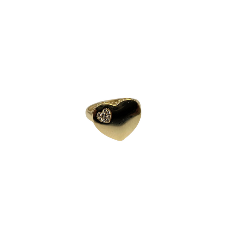 Golden Heartbeat: 10K Yellow Gold Heart Ring