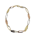 Golden Bloom – 10K Tri-Color Gold Leaf Bracelet for Women