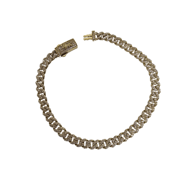 5mm Monaco Bracelet in 10K Gold with Crystal Lion Lock New