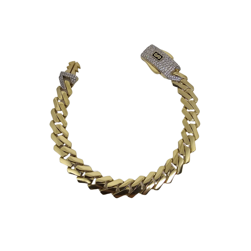 9mm 10k Monaco Bracelet Yellow Gold