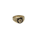 10k yellow gold medusa face ring black enamel
