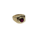 Crimson Flame: 10K Yellow Gold Ring with Synthetic Red Sapphire