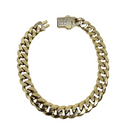 “Eternal Glow” – 10K Yellow Gold Cuban Link Bracelet with Zirconia