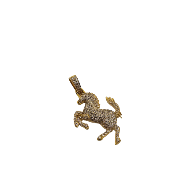 14k Horse Pendant  1.15ct Diamonds si  NEW